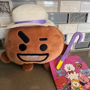 Official BT21 Line Friends Friendly Shooky Hat & Cane Suga BTS Plush / BRAND NEW